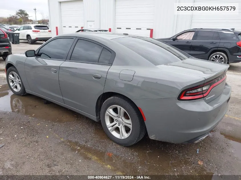 2019 Dodge Charger Sxt Rwd VIN: 2C3CDXBG0KH657579 Lot: 40904627