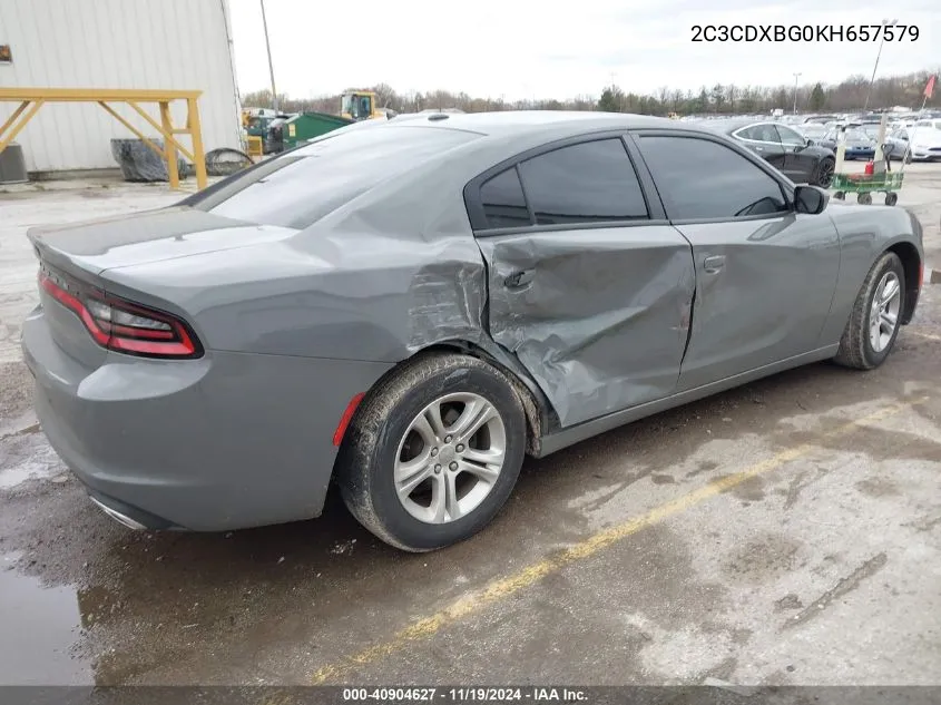 2019 Dodge Charger Sxt Rwd VIN: 2C3CDXBG0KH657579 Lot: 40904627