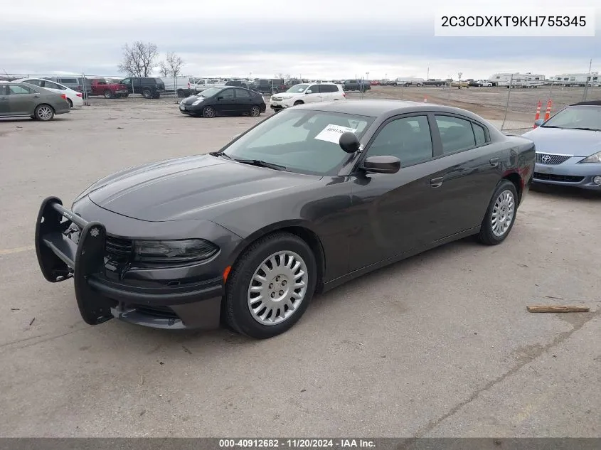 2019 Dodge Charger Police Awd VIN: 2C3CDXKT9KH755345 Lot: 40912682