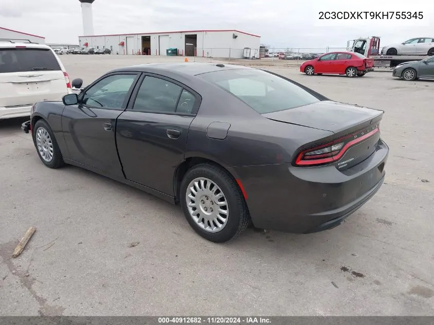 2019 Dodge Charger Police Awd VIN: 2C3CDXKT9KH755345 Lot: 40912682