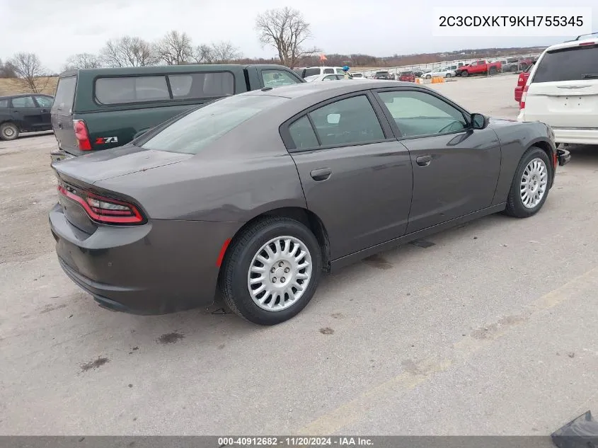 2019 Dodge Charger Police Awd VIN: 2C3CDXKT9KH755345 Lot: 40912682