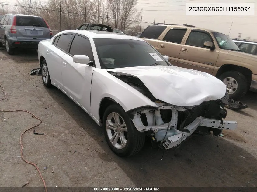 2020 Dodge Charger Sxt Rwd VIN: 2C3CDXBG0LH156094 Lot: 38820300