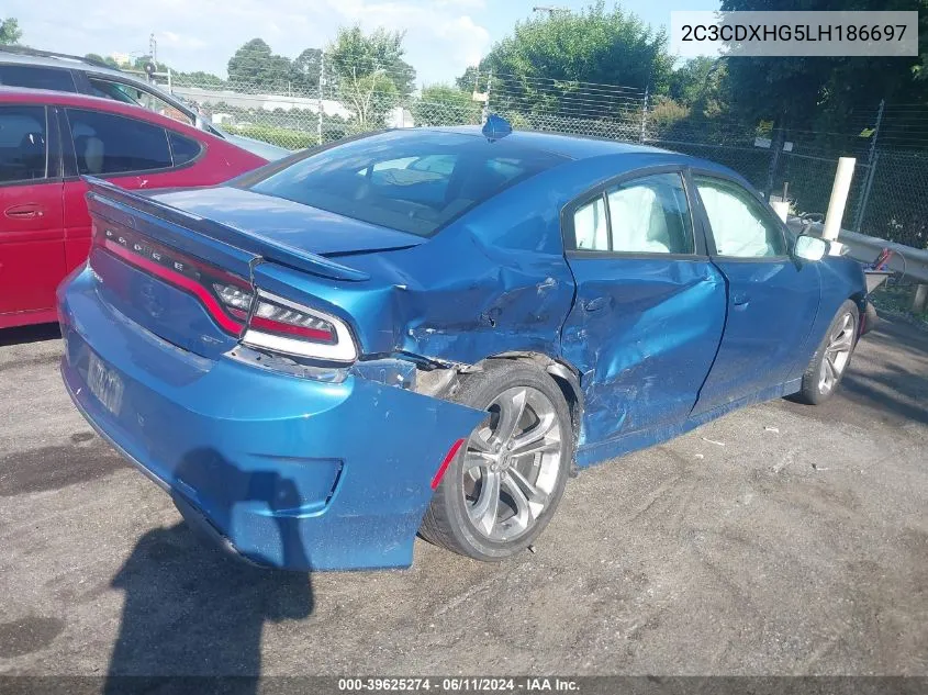 2020 Dodge Charger Gt Rwd VIN: 2C3CDXHG5LH186697 Lot: 39625274