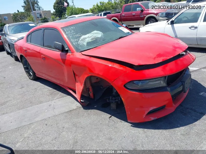 2020 Dodge Charger Sxt Rwd VIN: 2C3CDXBG2LH193020 Lot: 39638938