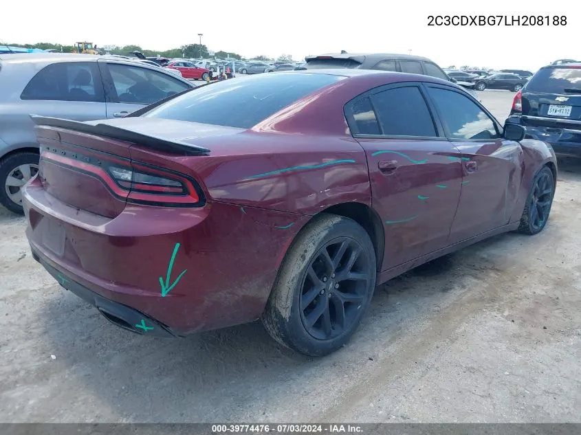 2020 Dodge Charger Sxt Rwd VIN: 2C3CDXBG7LH208188 Lot: 39774476