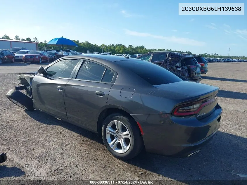 2020 Dodge Charger Sxt Rwd VIN: 2C3CDXBG6LH139638 Lot: 39936511