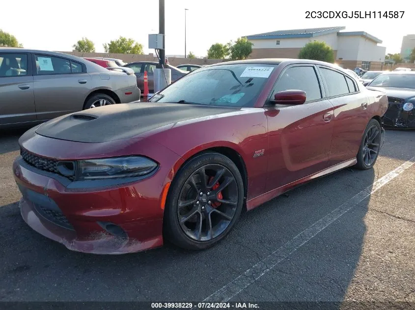 2020 Dodge Charger Scat Pack Rwd VIN: 2C3CDXGJ5LH114587 Lot: 39938229