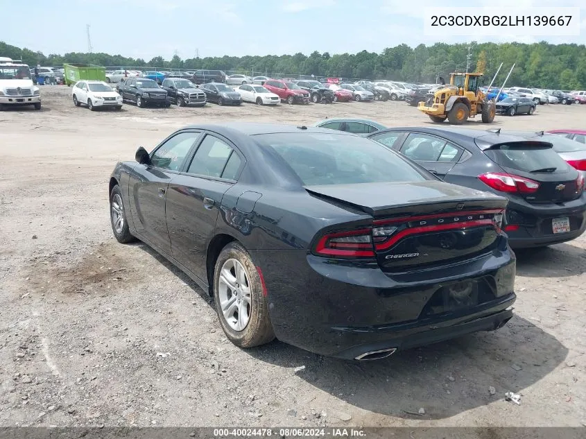 2020 Dodge Charger Sxt Rwd VIN: 2C3CDXBG2LH139667 Lot: 40024478