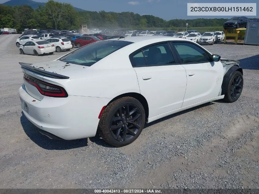 2020 Dodge Charger Sxt Rwd VIN: 2C3CDXBG0LH151462 Lot: 40042413