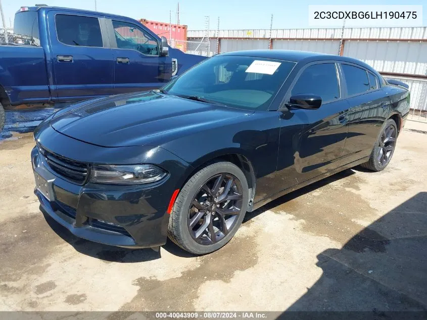 2020 Dodge Charger Sxt Rwd VIN: 2C3CDXBG6LH190475 Lot: 40043909