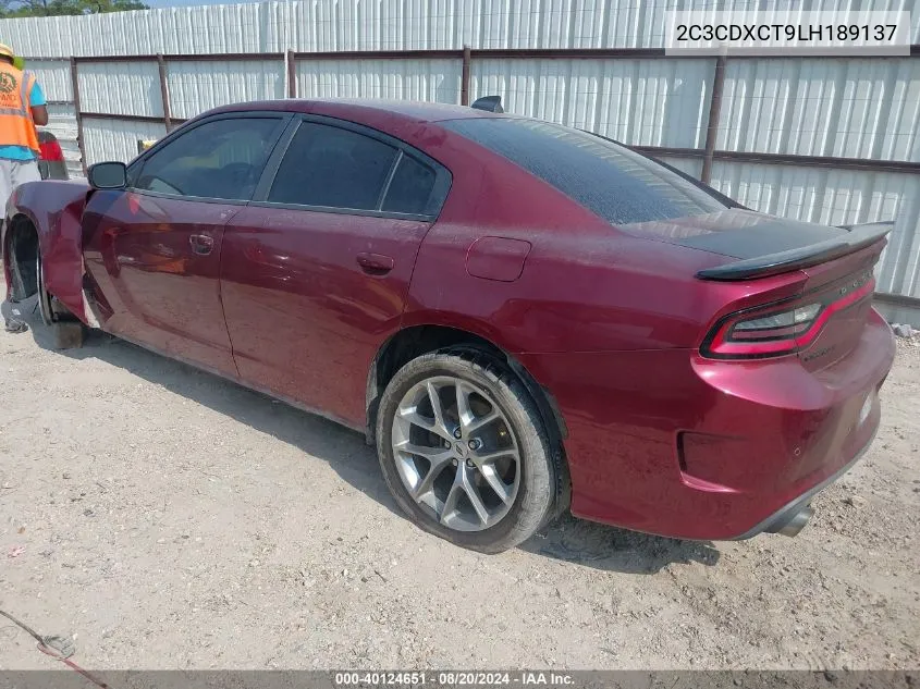 2020 Dodge Charger R/T Rwd VIN: 2C3CDXCT9LH189137 Lot: 40124651