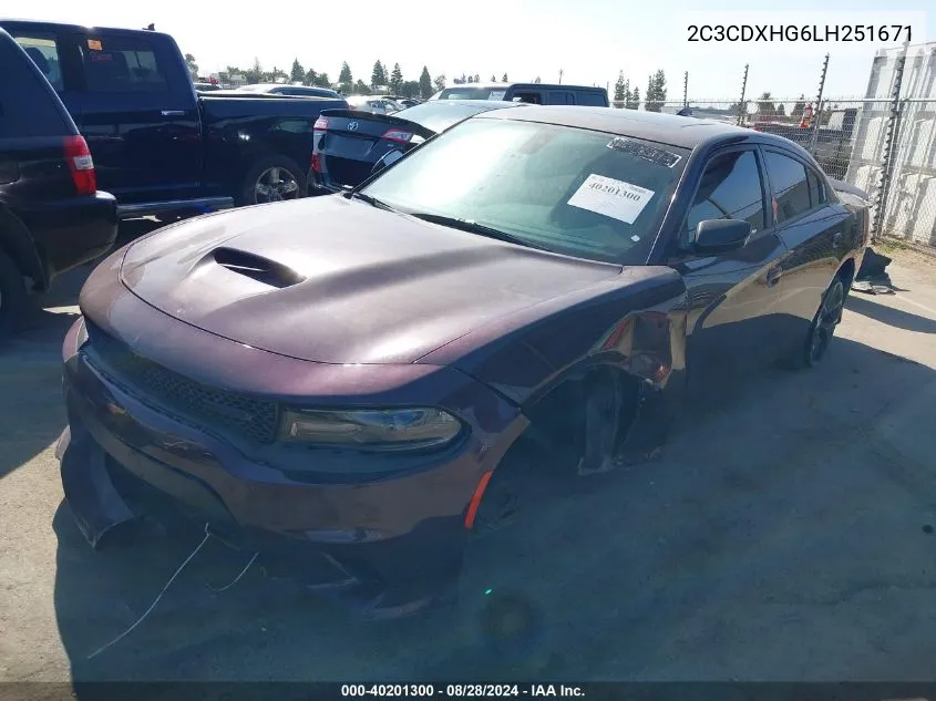 2020 Dodge Charger Gt Rwd VIN: 2C3CDXHG6LH251671 Lot: 40201300