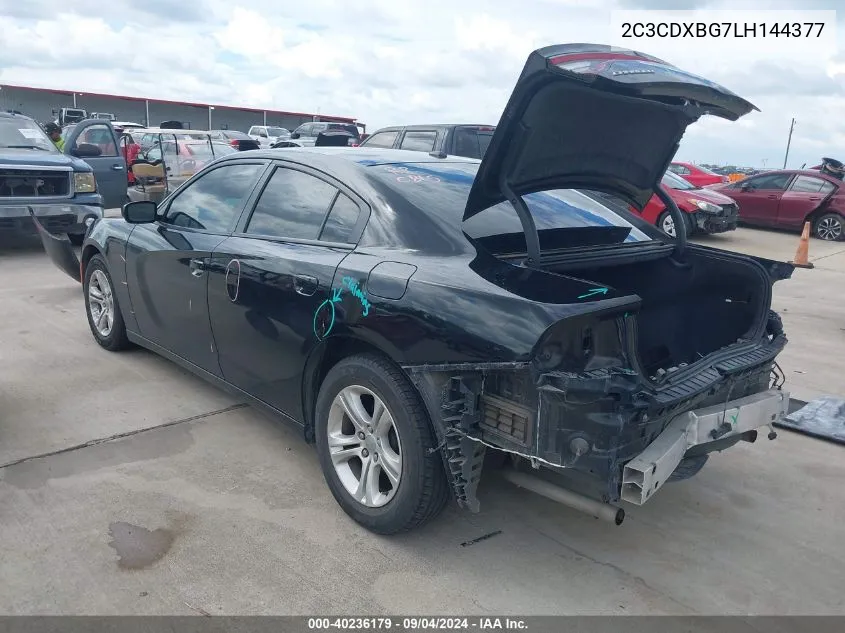 2020 Dodge Charger Sxt Rwd VIN: 2C3CDXBG7LH144377 Lot: 40236179