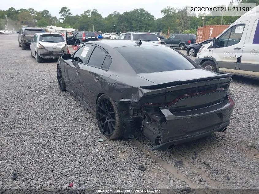 2020 Dodge Charger R/T Rwd VIN: 2C3CDXCT2LH211981 Lot: 40279980