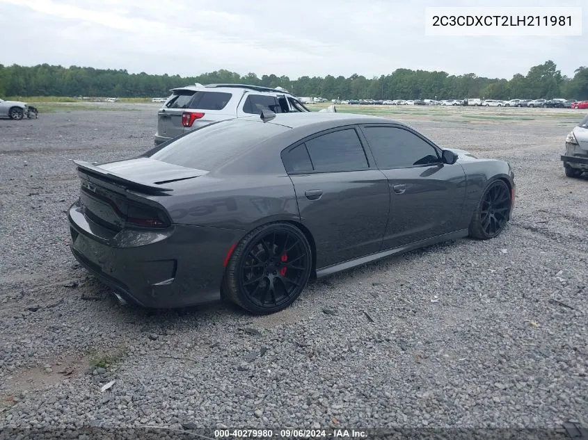 2020 Dodge Charger R/T Rwd VIN: 2C3CDXCT2LH211981 Lot: 40279980