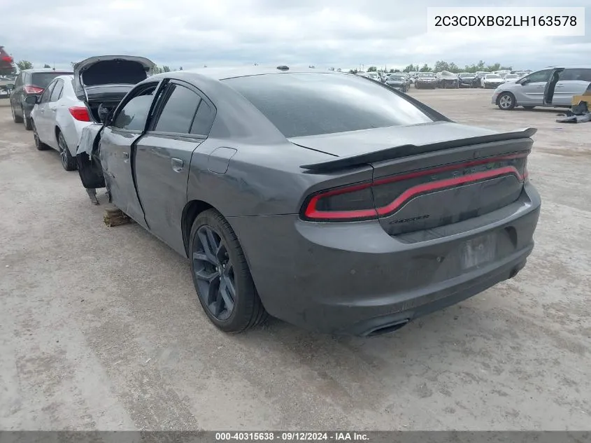 2020 Dodge Charger Sxt VIN: 2C3CDXBG2LH163578 Lot: 40315638