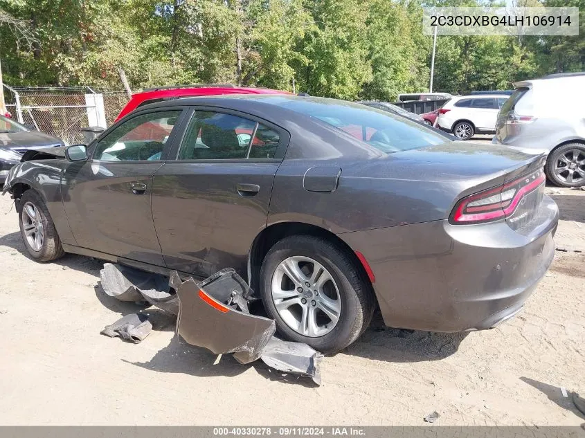 2020 Dodge Charger Sxt Rwd VIN: 2C3CDXBG4LH106914 Lot: 40330278