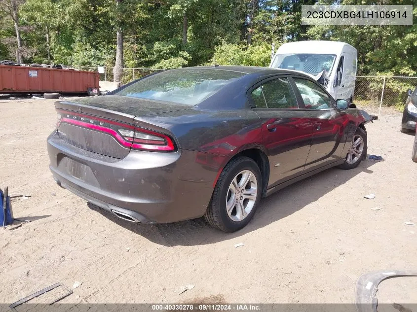 2020 Dodge Charger Sxt Rwd VIN: 2C3CDXBG4LH106914 Lot: 40330278