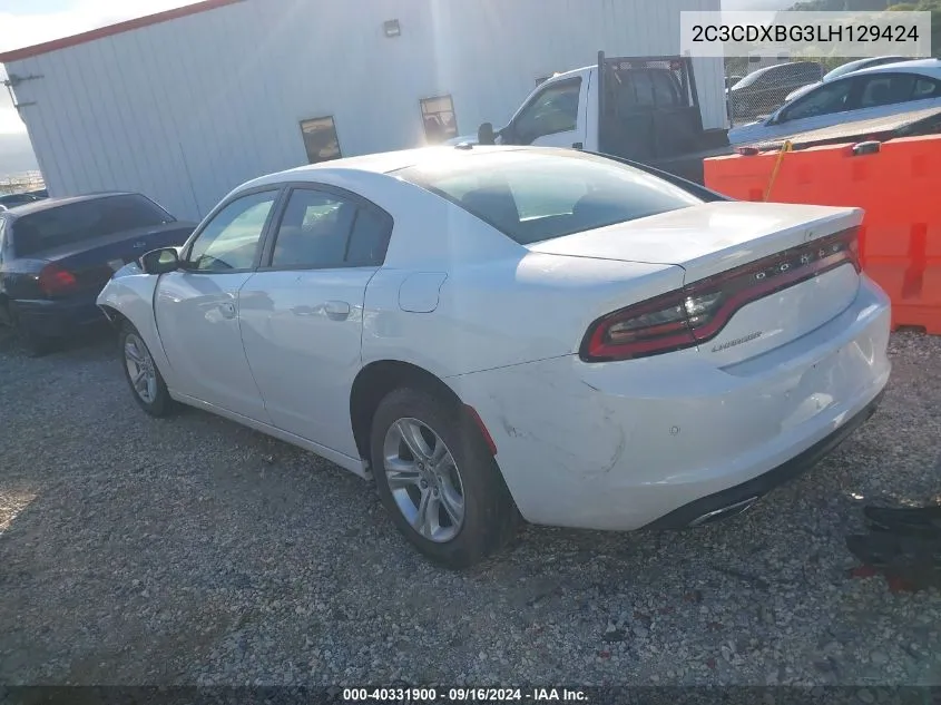 2020 Dodge Charger Sxt Rwd VIN: 2C3CDXBG3LH129424 Lot: 40331900