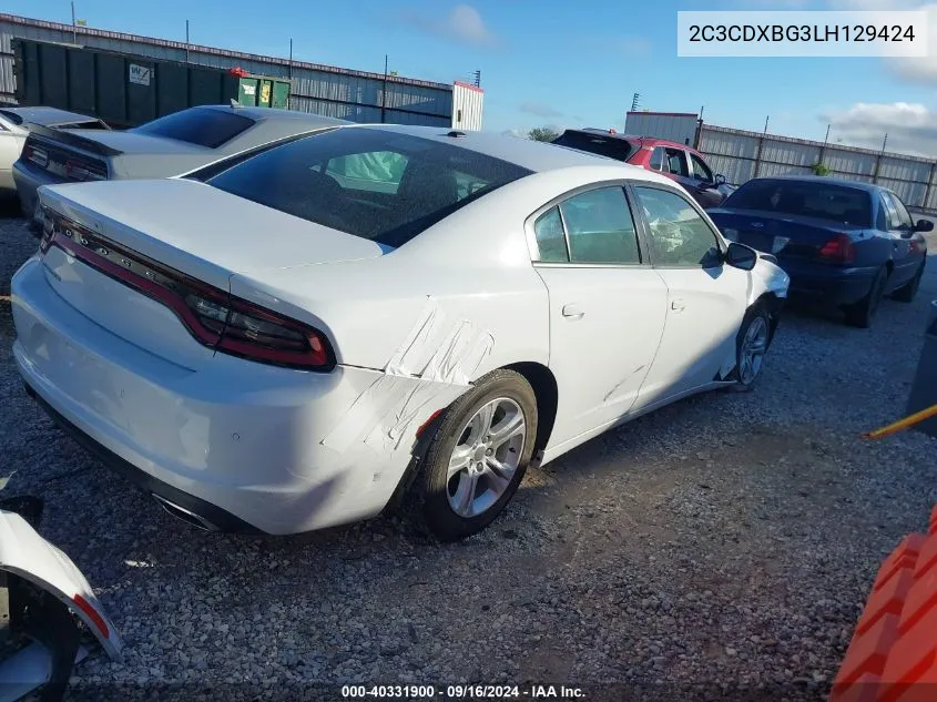 2020 Dodge Charger Sxt Rwd VIN: 2C3CDXBG3LH129424 Lot: 40331900