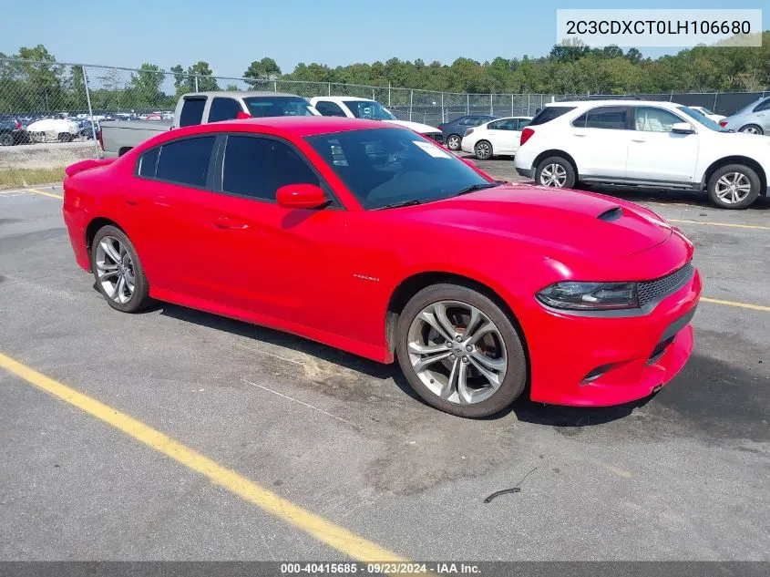 2020 Dodge Charger R/T Rwd VIN: 2C3CDXCT0LH106680 Lot: 40415685