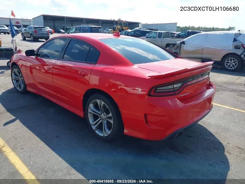 2020 Dodge Charger R/T Rwd VIN: 2C3CDXCT0LH106680 Lot: 40415685