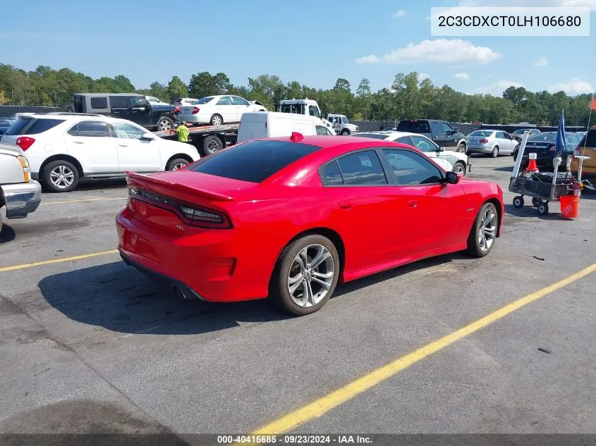 2020 Dodge Charger R/T Rwd VIN: 2C3CDXCT0LH106680 Lot: 40415685