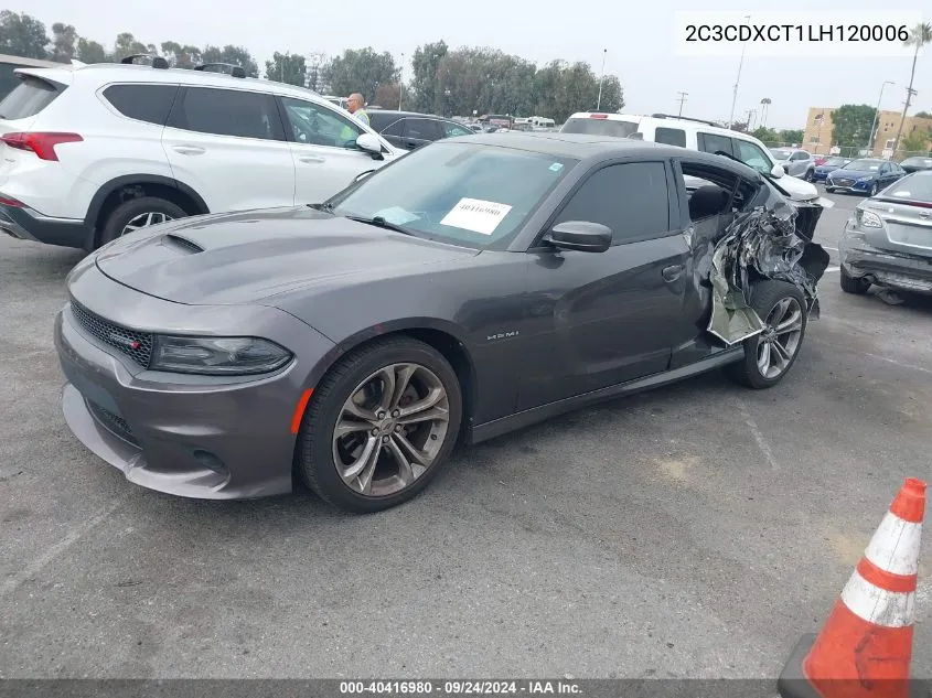 2020 Dodge Charger R/T Rwd VIN: 2C3CDXCT1LH120006 Lot: 40416980