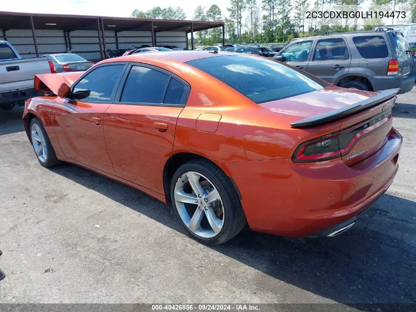 2020 Dodge Charger Sxt VIN: 2C3CDXBG0LH194473 Lot: 40426856