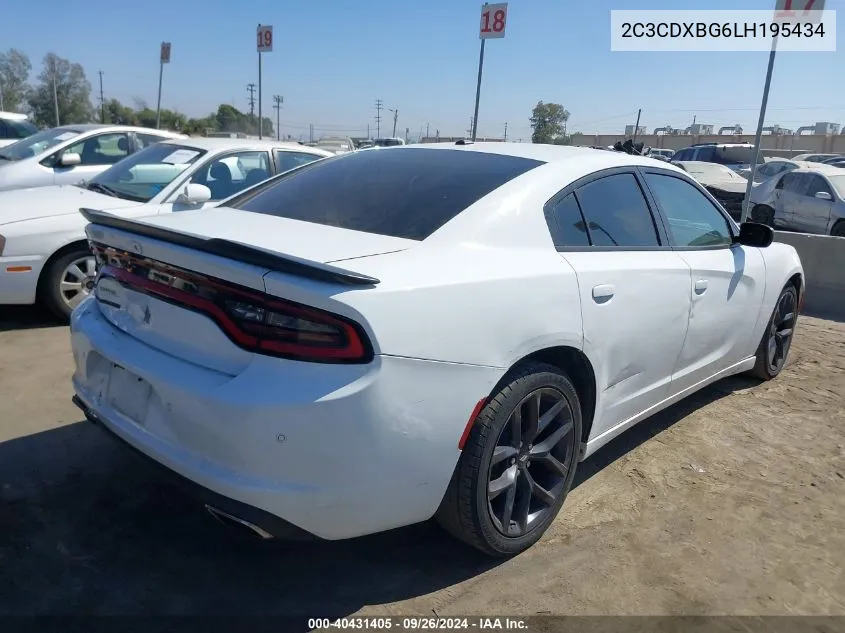 2020 Dodge Charger Sxt Rwd VIN: 2C3CDXBG6LH195434 Lot: 40431405