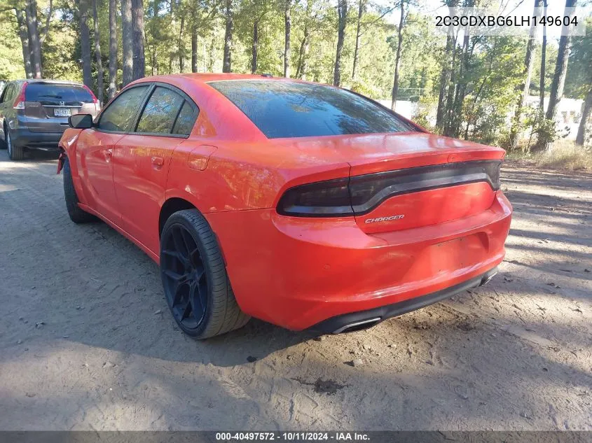 2020 Dodge Charger Sxt Rwd VIN: 2C3CDXBG6LH149604 Lot: 40497572