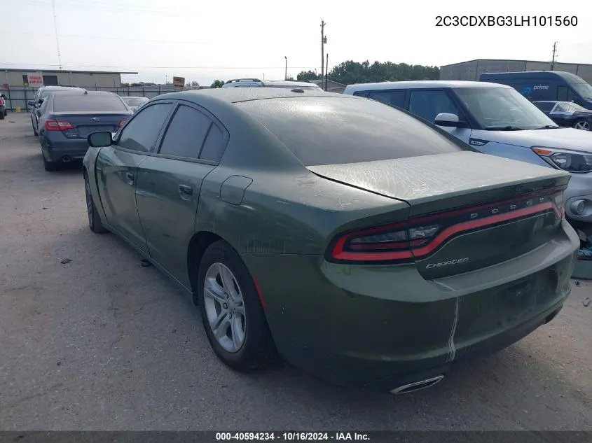 2020 Dodge Charger Sxt Rwd VIN: 2C3CDXBG3LH101560 Lot: 40594234