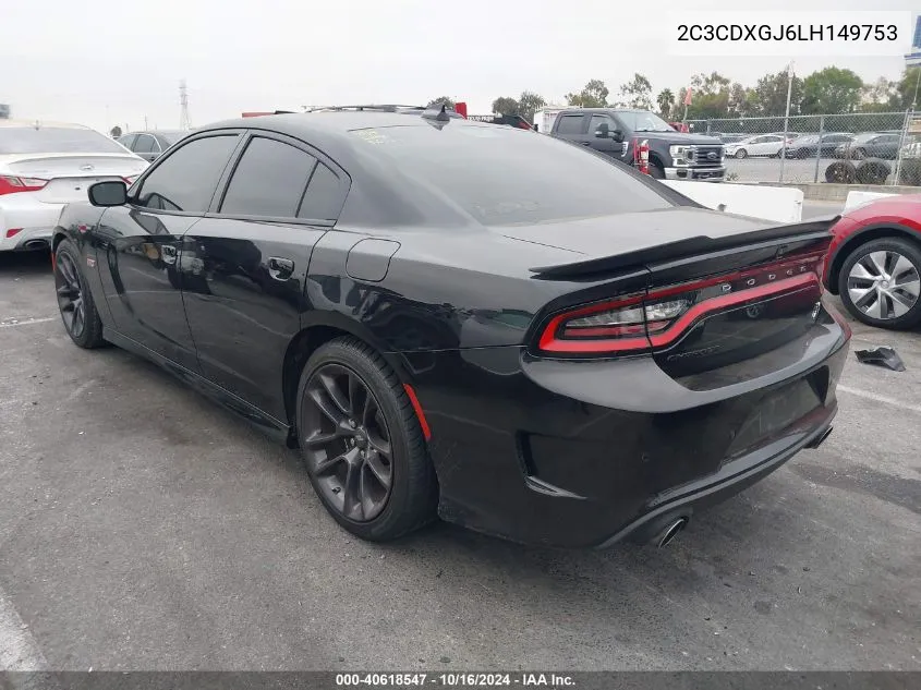 2020 Dodge Charger Scat Pack Rwd VIN: 2C3CDXGJ6LH149753 Lot: 40618547