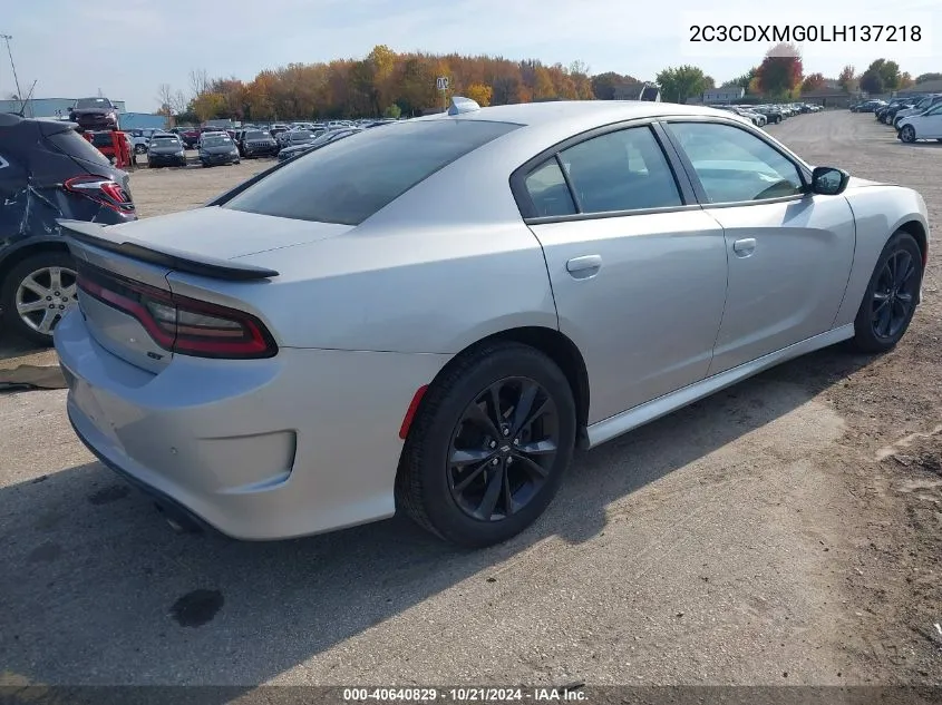 2020 Dodge Charger Gt VIN: 2C3CDXMG0LH137218 Lot: 40640829