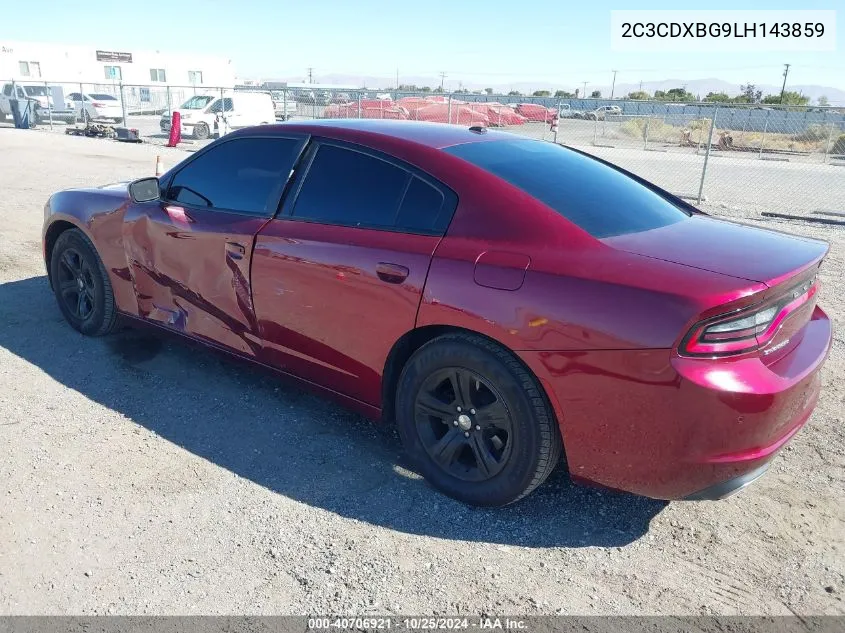 2020 Dodge Charger Sxt Rwd VIN: 2C3CDXBG9LH143859 Lot: 40706921