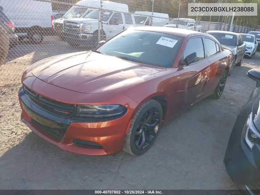 2020 Dodge Charger Sxt Rwd VIN: 2C3CDXBGXLH238088 Lot: 40707802