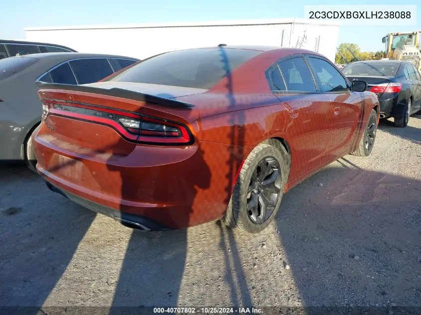 2020 Dodge Charger Sxt Rwd VIN: 2C3CDXBGXLH238088 Lot: 40707802