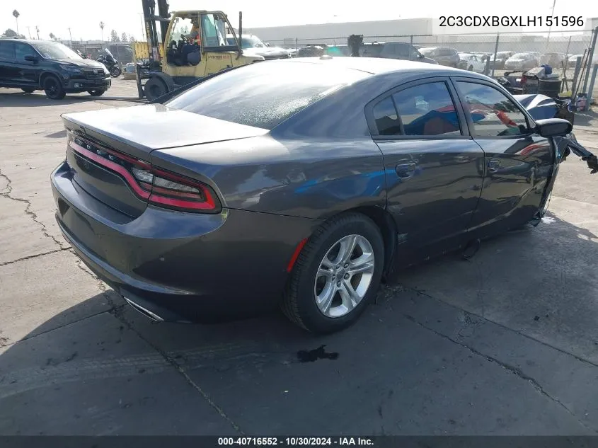 2020 Dodge Charger Sxt Rwd VIN: 2C3CDXBGXLH151596 Lot: 40716552