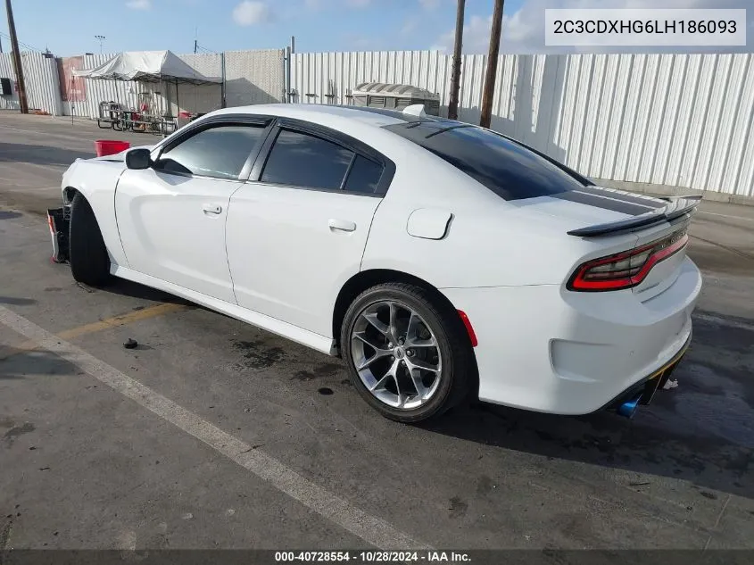 2020 Dodge Charger Gt Rwd VIN: 2C3CDXHG6LH186093 Lot: 40728554