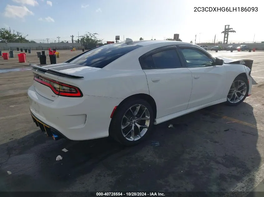 2020 Dodge Charger Gt Rwd VIN: 2C3CDXHG6LH186093 Lot: 40728554