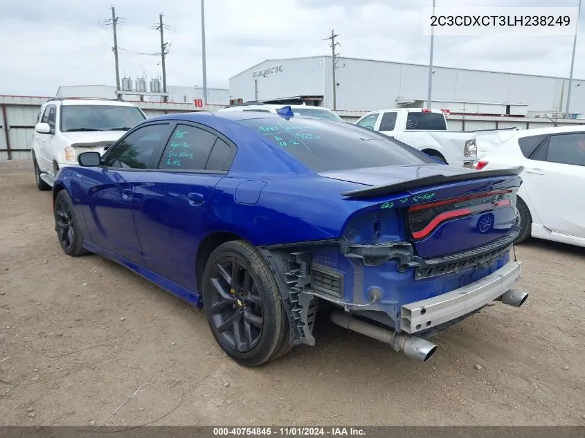 2020 Dodge Charger R/T Rwd VIN: 2C3CDXCT3LH238249 Lot: 40754845