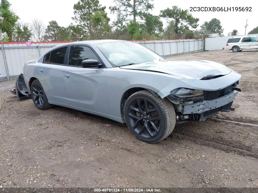 2020 Dodge Charger Sxt Rwd VIN: 2C3CDXBG6LH195692 Lot: 40791324