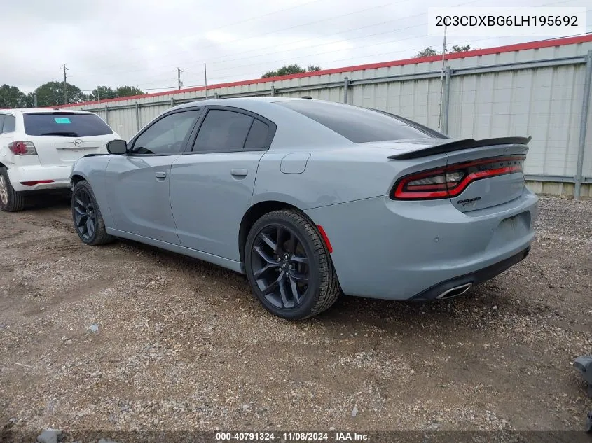 2020 Dodge Charger Sxt Rwd VIN: 2C3CDXBG6LH195692 Lot: 40791324