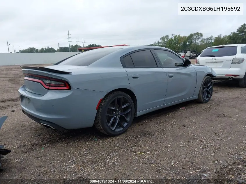 2020 Dodge Charger Sxt Rwd VIN: 2C3CDXBG6LH195692 Lot: 40791324