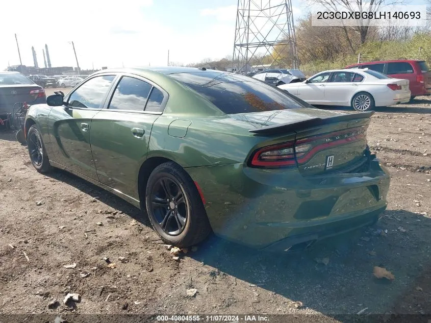 2020 Dodge Charger Sxt Rwd VIN: 2C3CDXBG8LH140693 Lot: 40804555