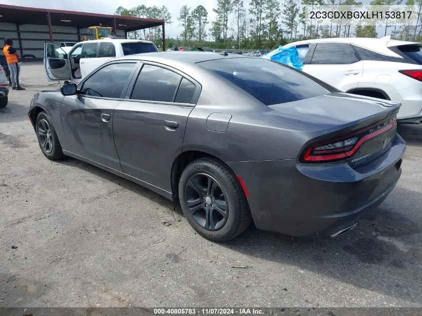 2020 Dodge Charger Sxt Rwd VIN: 2C3CDXBGXLH153817 Lot: 40805783