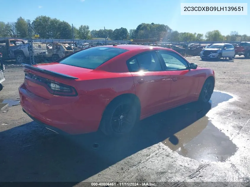 2020 Dodge Charger Sxt Rwd VIN: 2C3CDXBG9LH139651 Lot: 40806461