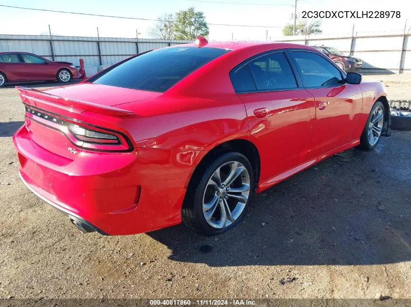 2020 Dodge Charger R/T Rwd VIN: 2C3CDXCTXLH228978 Lot: 40817860