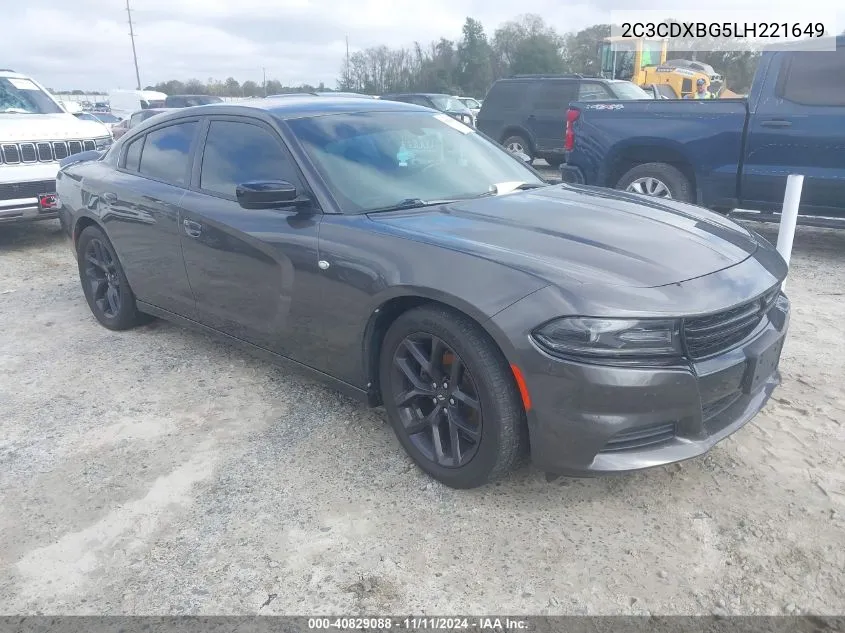 2020 Dodge Charger Sxt Rwd VIN: 2C3CDXBG5LH221649 Lot: 40829088