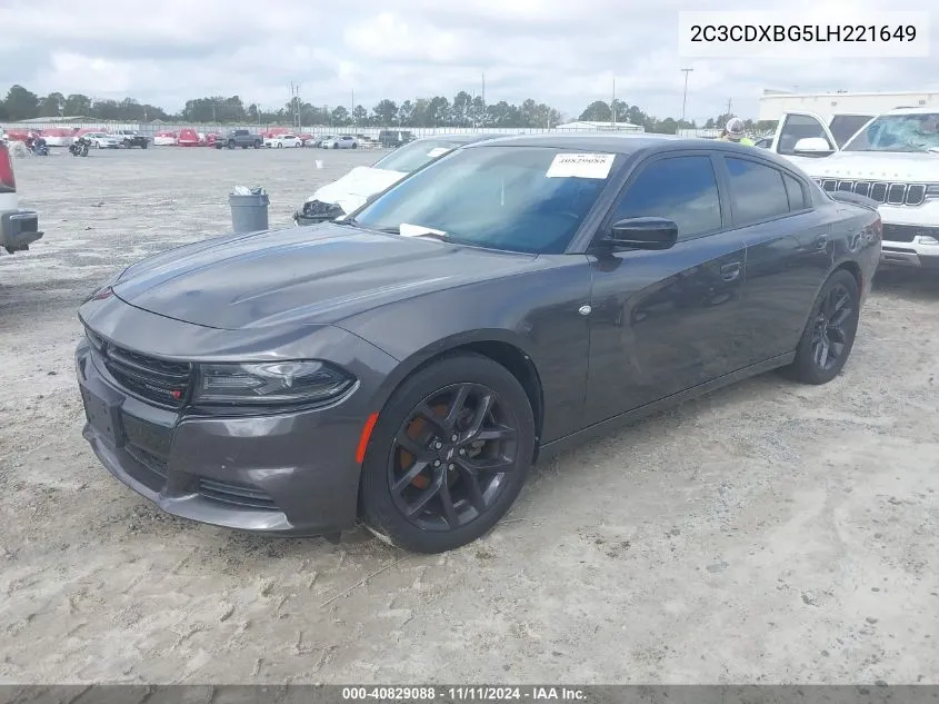 2020 Dodge Charger Sxt Rwd VIN: 2C3CDXBG5LH221649 Lot: 40829088